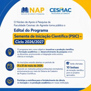 Cesmac do Agreste lança edital do PSIC ciclo 2026/2027