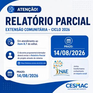 NAE inicia prazo para submissão dos relatórios parciais do Ciclo 2026