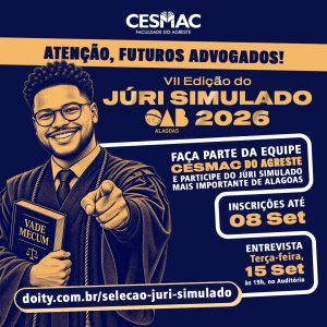 Cesmac do Agreste abre seleção para estudantes de Direito interessados em participar de Júri Simulado da OAB/AL